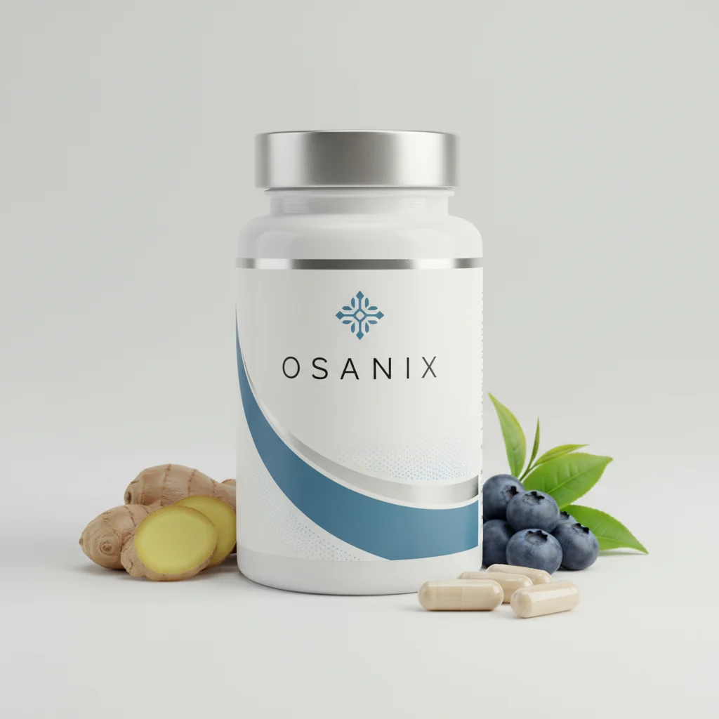 Osanix kosttilskud - hvid cylindrisk beholder med violet etiket